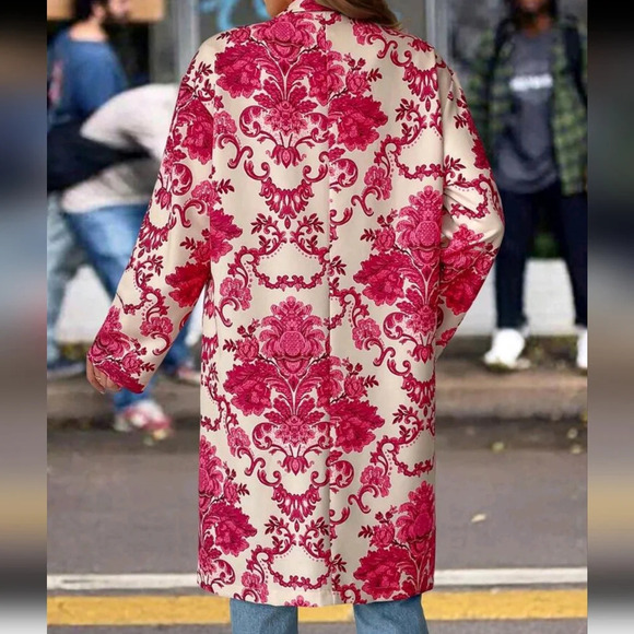 Floral Print Front Button Casual All-Match Long Sleeve Jacket - Picture 5 of 6